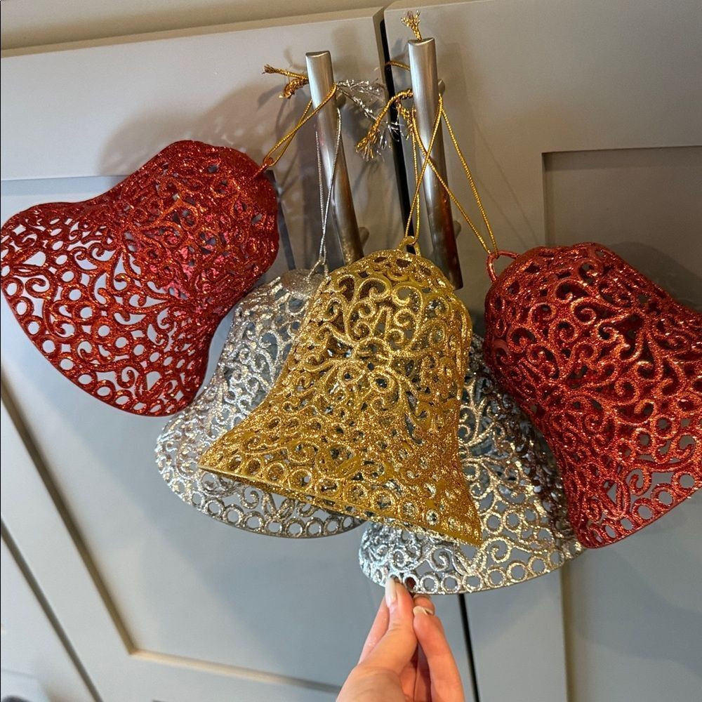 Festive Red, Gold, and Silver Hanging Bells bundle 5